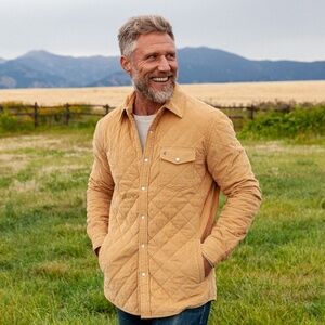 Criquet Shirts Corduroy Quilted Shacket - Camel Size mm